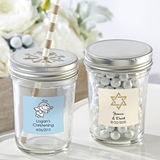 Personalized Mason Jars with Religious Events Stickers (Set of 12)