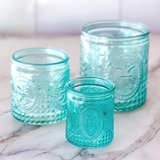 Kate Aspen Nesting Vintage-Look Blue Glass Tealight Holders (Set of 3)