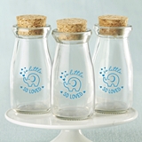 Vintage Milk Bottle Jars with Cute Blue Elephant Design (Set of 18)
