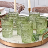 Kate Aspen 13oz Vintage-Inspired Textured Sage Green Glasses (Set of 6)