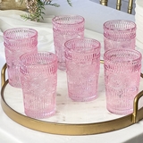 Kate Aspen 13oz Vintage-Inspired Textured Blush Pink Glass (Set of 6)