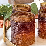 Kate Aspen 10oz Textured Beaded Amber-Colored Glasses (Set of 6)