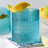 Kate Aspen 10oz Textured Beaded Aqua Blue-Colored Glasses (Set of 6)