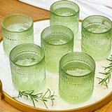 Kate Aspen 10oz Textured Beaded Sage Green-Colored Glasses (Set of 6)