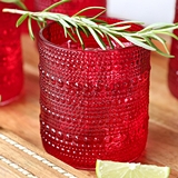 Kate Aspen 10oz Textured Beaded Ruby Red-Colored Glasses (Set of 6)