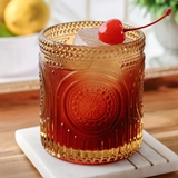 Kate Aspen 10oz Retro Arch Floral Ribbed Amber Glassware (Set of 6)