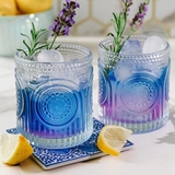 Kate Aspen 10oz Retro Arch Floral Ribbed Clear Glassware (Set of 6)