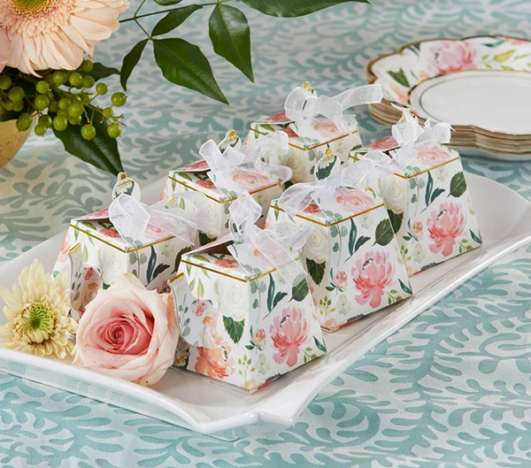 Kate Aspen Tea Time Floral Motif Teapot-Shaped Favor Boxes (Set of 24)