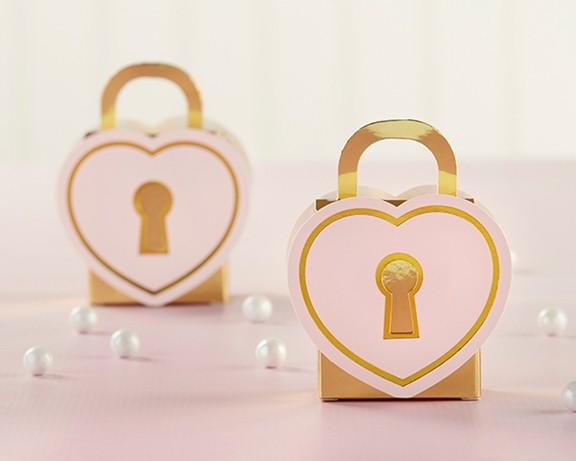Kate Aspen Heart-Shaped Love Lock Favor Boxes (Set of 12)