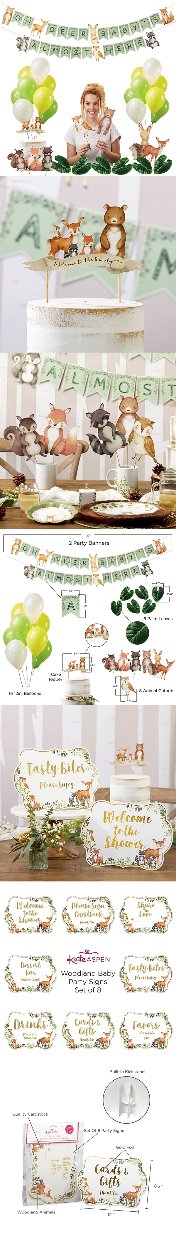 Kate Aspen Woodland Baby Decorations and Shower Signs Kit (41 Pieces)