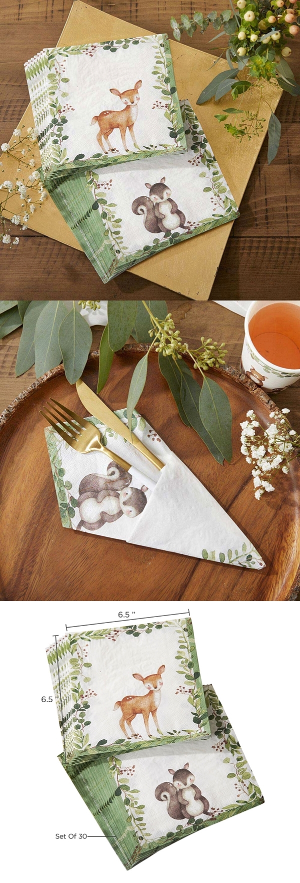 Kate Aspen Woodland Baby Two-Ply Paper Napkins (Set of 30)