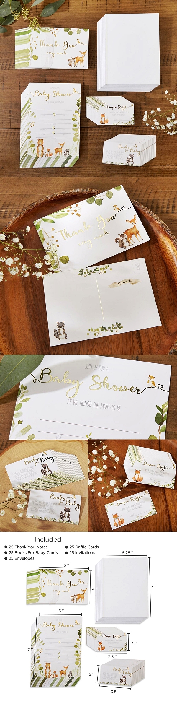 Kate Aspen Woodland Baby Shower Invitations & Thank You Cards Bundle