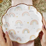 Kate Aspen Boho Rainbow Baby 9 inch Premium Paper Plates (Set of 16)