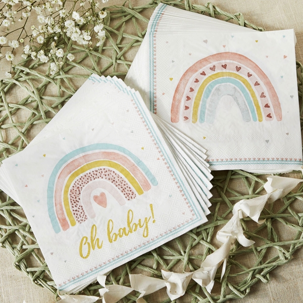 Kate Aspen Boho Rainbow Baby Two-Ply Paper Napkins (Set of 30)