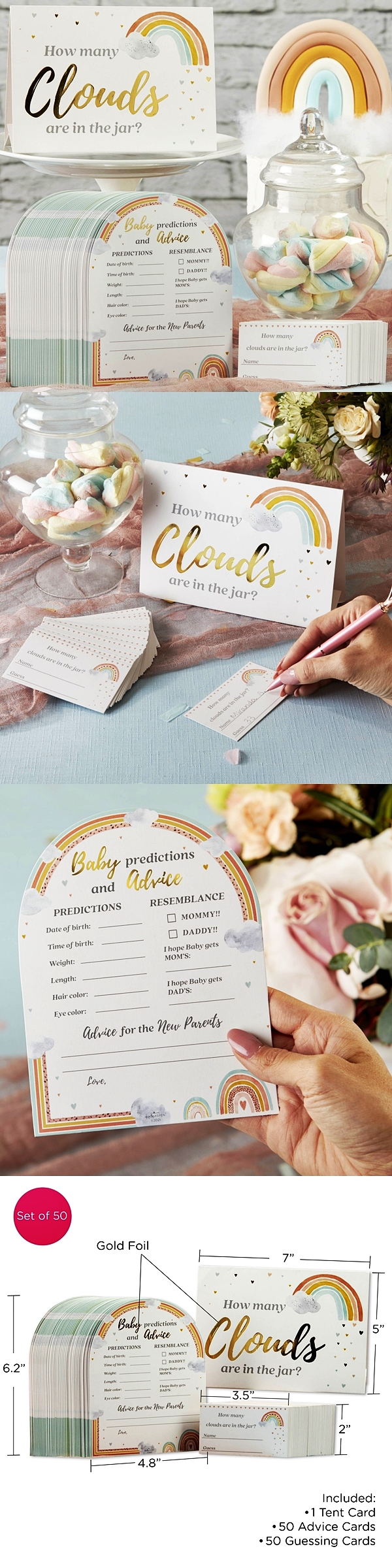 Kate Aspen Boho Rainbow Baby Shower Game and Advice Cards (Set of 50)