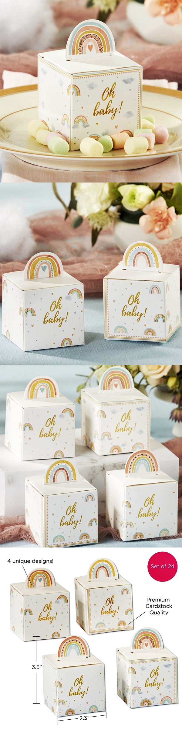 Kate Aspen Boho Rainbow Design Baby Favor Boxes (Set of 24)