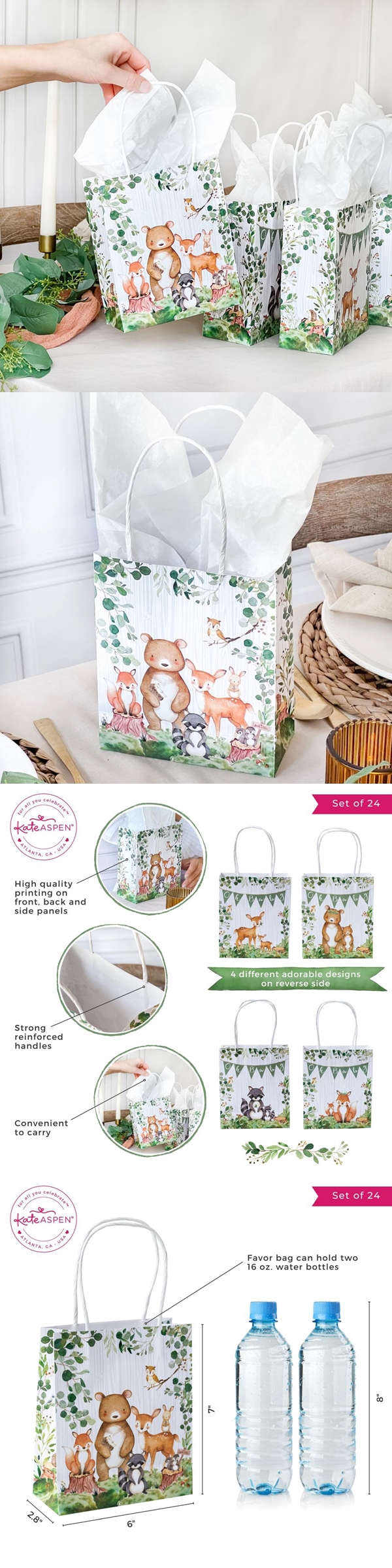 Kate Aspen 'Oh Baby' Woodland Baby Shower Gift Bags (Set of 24)
