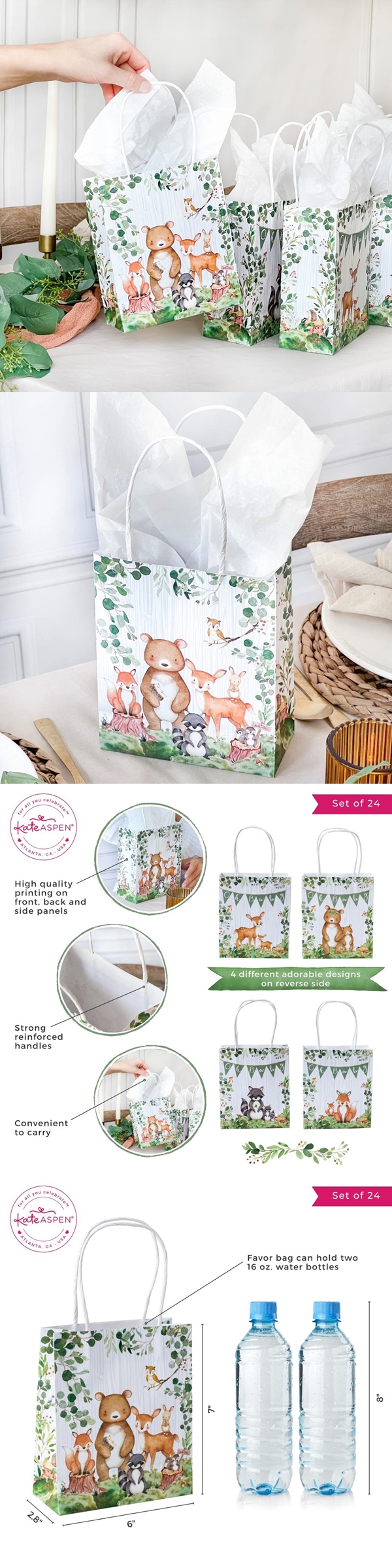 Woodland Baby Shower Gift Bag (Set of 24) Kate Aspen