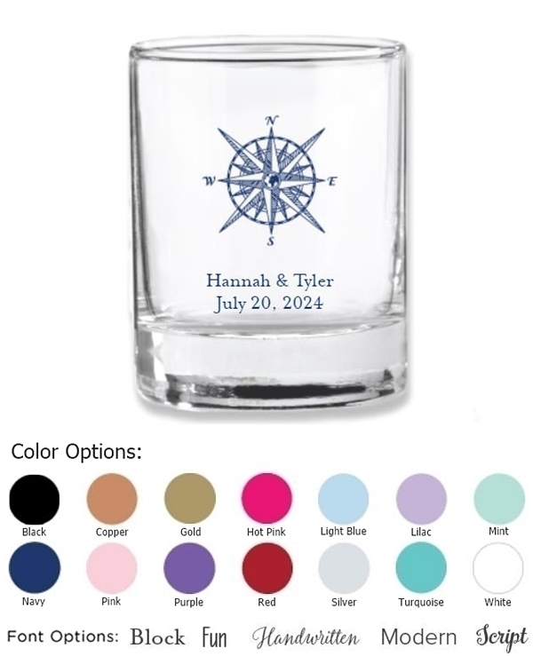 Kate Aspen Compass Design Personalized Shot Glass/Votive Holder