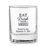 Eat, Drink & Be Married Motif Personalized Shot Glass/Votive Holders