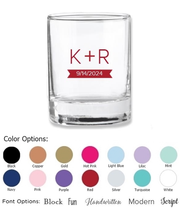 Kate Aspen Monogram Plus Design Personalized Shot Glass/Votive Holder