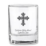 Kate Aspen Ornate Cross Design Personalized Shot Glass/Votive Holder