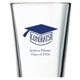 Kate Aspen Personalized Pint Glasses with Congrats! Grad Cap Design