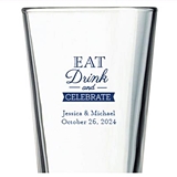 Kate Aspen Eat Drink and Celebrate Design Personalized 16oz Pint Glass