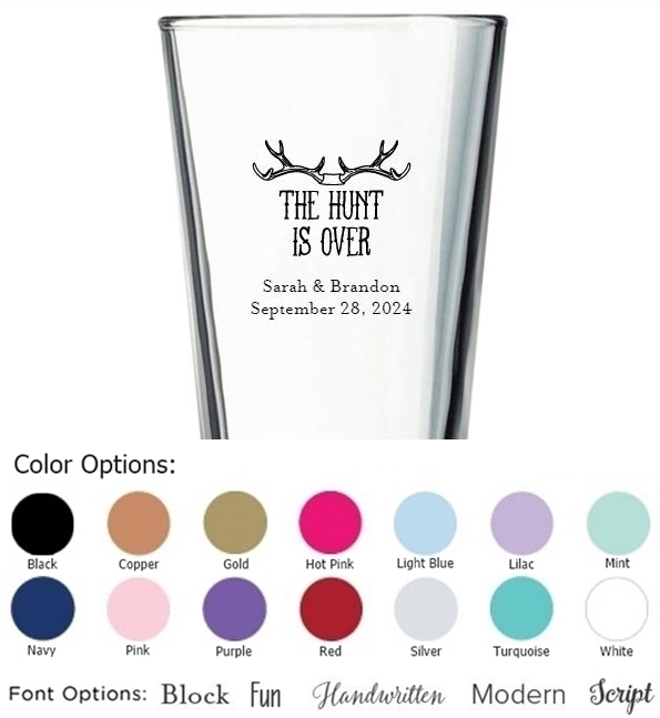 Kate Aspen 'The Hunt is Over' Design Personalized 16oz Pint Glass