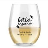 Kate Aspen 'Better Together' Leaves Design Personalized 15oz Stemless Wine Glass