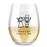 Kate Aspen 'Couple Celebrate' Design Personalized 15oz Stemless Wine Glass