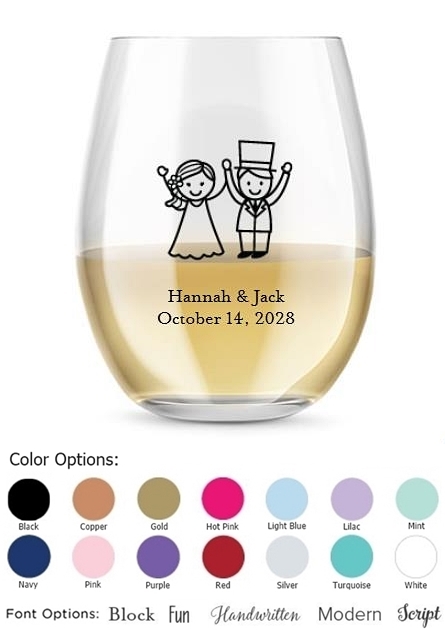 Kate Aspen 'Couple Celebrate' Design Personalized 15oz Stemless Wine Glass