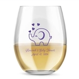 Kate Aspen Personalized 15oz Baby Elephant Design Stemless Wine Glass