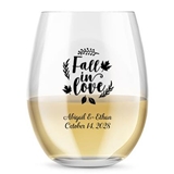 Kate Aspen Personalized 'Fall in Love' Design 15oz Stemless Wine Glass