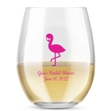Kate Aspen Personalized 15oz Flamingo Design Stemless Wine Glasses