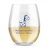 Kate Aspen Personalized 15oz Baby Giraffe Design Stemless Wine Glasses