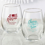 Kate Aspen Personalized Stemless 15 oz. Wine Glass (Holiday Designs)