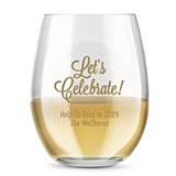 Kate Aspen Personalized 'Let's Celebrate!' 15 oz Stemless Wine Glass