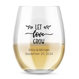 Kate Aspen Personalized 15oz Let Love Grow Design Stemless Wine Glass