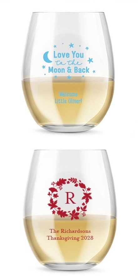 Kate Aspen Personalized 'Love You to the Moon' Design 15oz Stemless Wine Glass