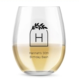Kate Aspen Personalized 15oz Monogram Arch Design Stemless Wine Glass