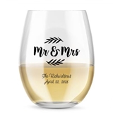 Kate Aspen 'Mr & Mrs.' Branches Design Personalized 15oz Stemless Wine Glass
