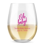 Kate Aspen Personalized 15oz 'Oh Baby!' Design Stemless Wine Glass