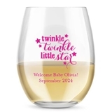 Personalized 15oz 'Twinkle Twinkle' Design Stemless Wine Glass