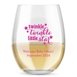 Personalized 15oz 'Twinkle Twinkle' Design Stemless Wine Glass