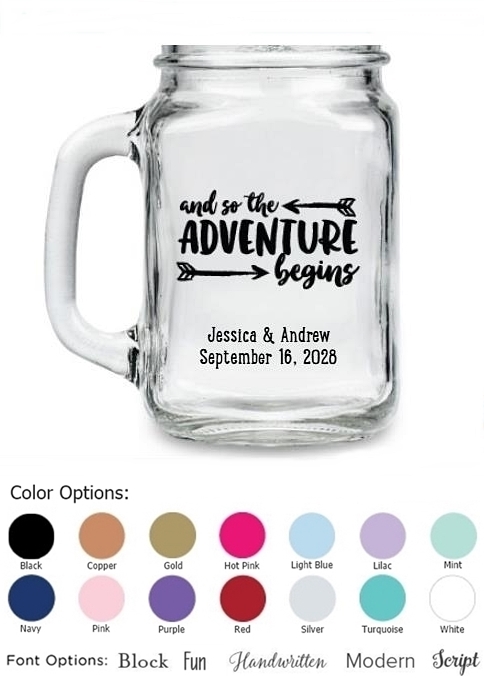 Kate Aspen Personalized So The Adventure Begins Design 16oz Mason Jar