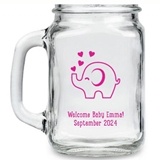 Kate Aspen Baby Elephant with Flowing Hearts Design 16oz Mason Jar