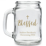 Kate Aspen Script 'Blessed' Design Personalized 16oz Mason Jar