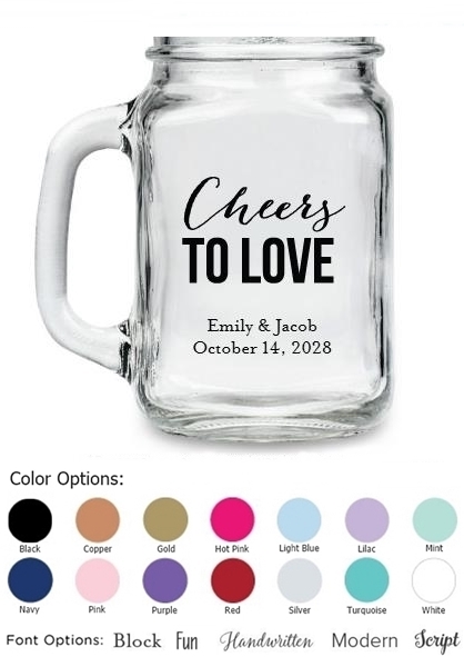 Kate Aspen Personalized 'Cheers to Love' Design 16oz Mason Jar