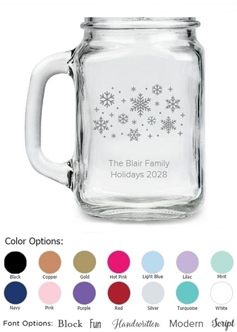 Kate Aspen Personalized Falling Snowflakes Design 16oz Mason Jar